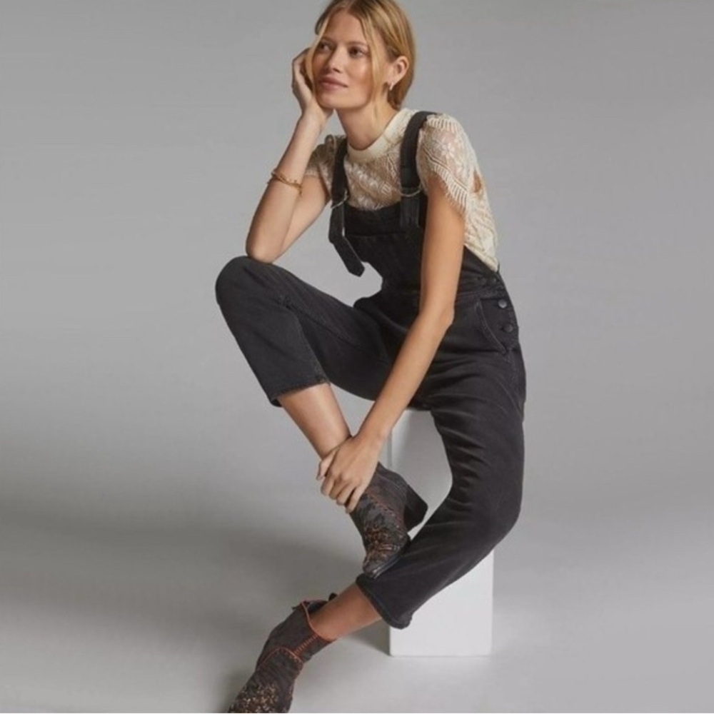Anthropologie Joe’s Jeans The Honor  Black Denim Overalls RARE - Picture 4 of 6